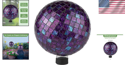 Enchanting Mosaic Gazing Ball - Holographic 10” Centerpiece for Outdoor Beauty