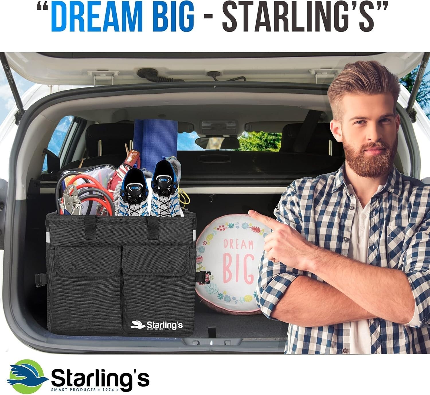 Premium Polyester Car Trunk Storage Organizer - Non-Slip, Insulated, Lightweight