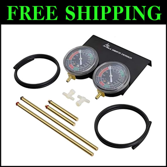 Dual Gauge Vacuum Carburetor Synchronizer with Heavy Base for 2 Cylinder Bikes