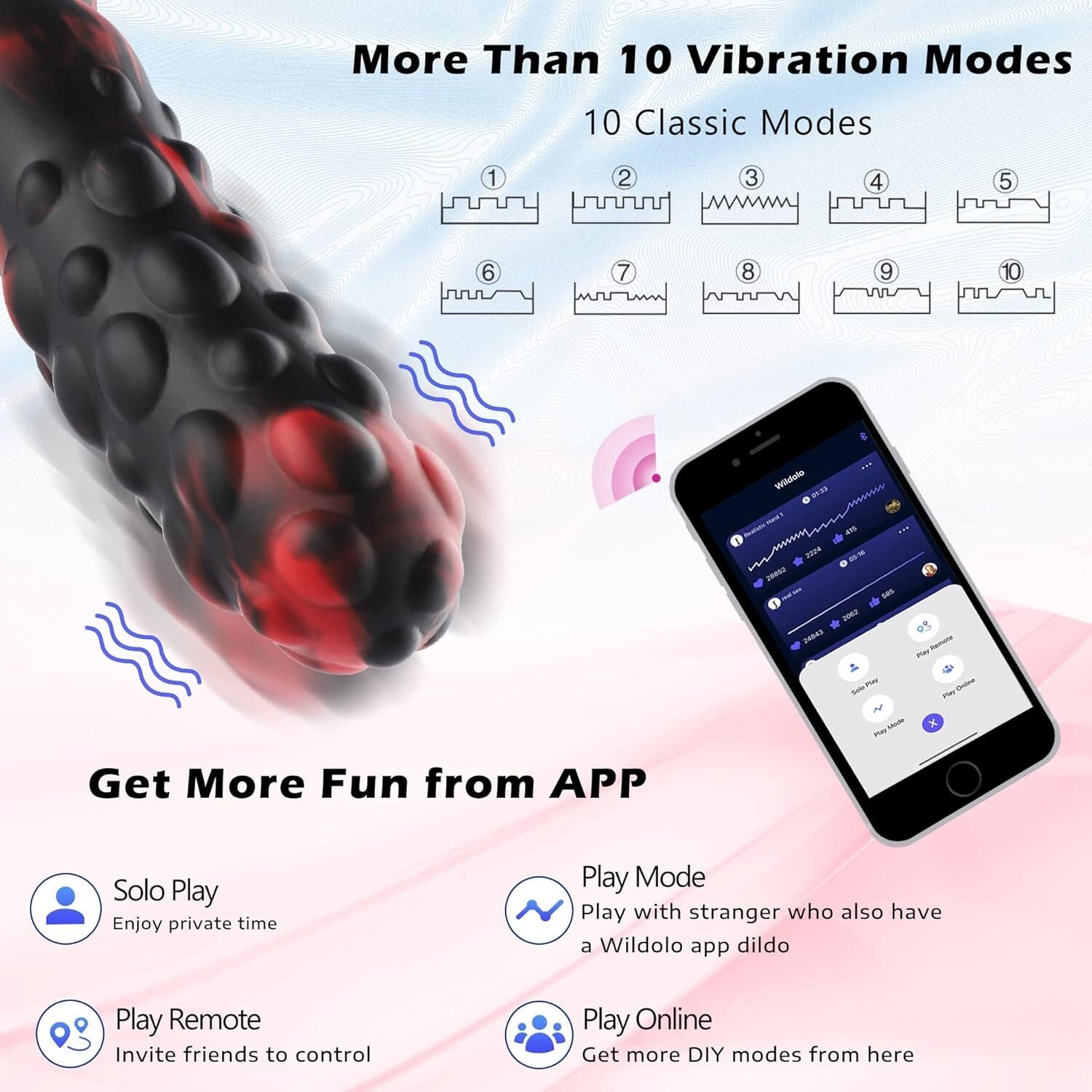 XL Fantasy Knot Dildo - 10 Vibrations, Realistic Silicone Pleasure Toy for Women