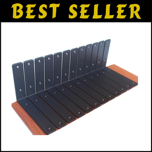 12 Pack Heavy-Duty Black Steel Shelf Brackets - 8"x6" for Sturdy Support