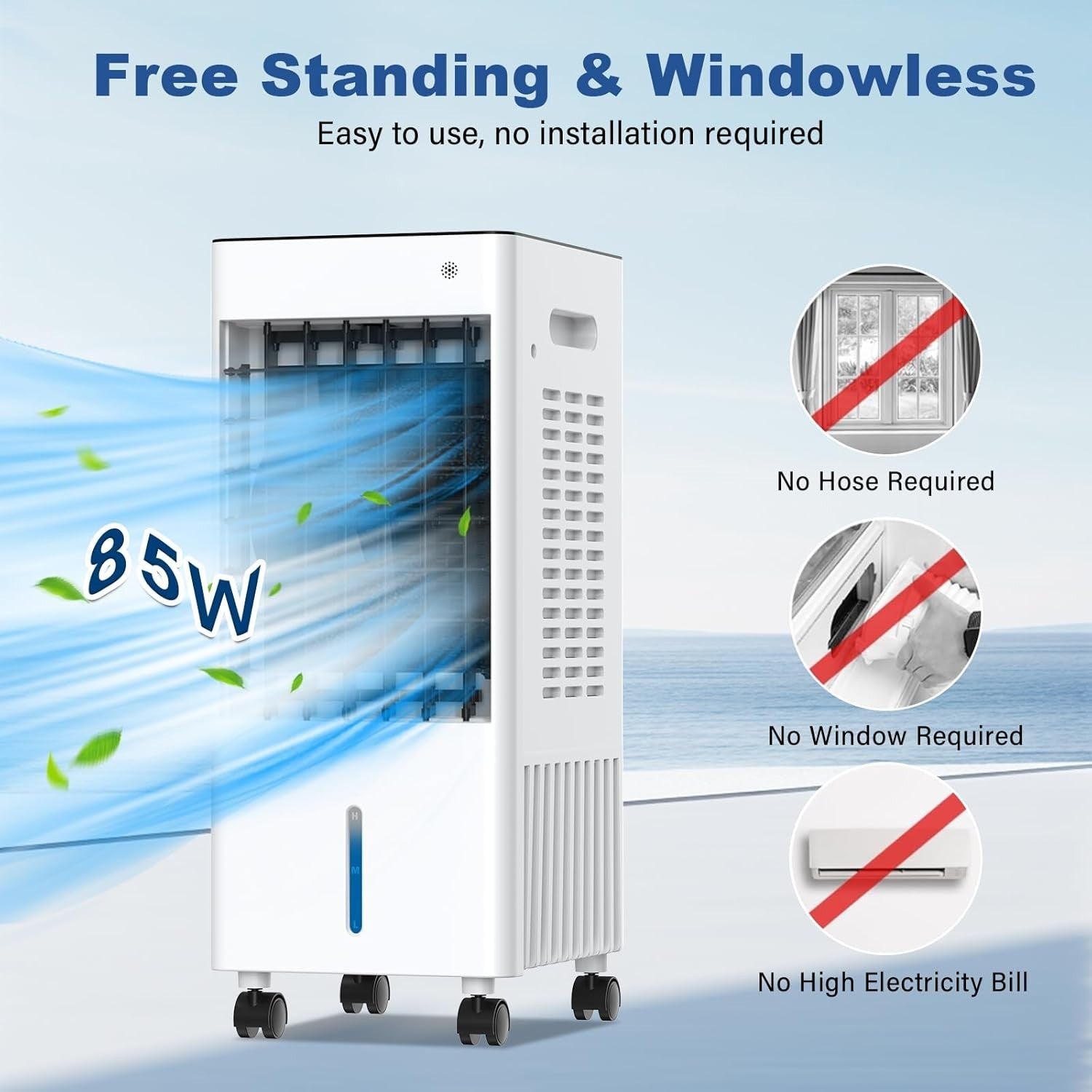 2025 Upgraded 3-in-1 Portable Air Conditioner with 2.6 Gal Tank, Remote Control