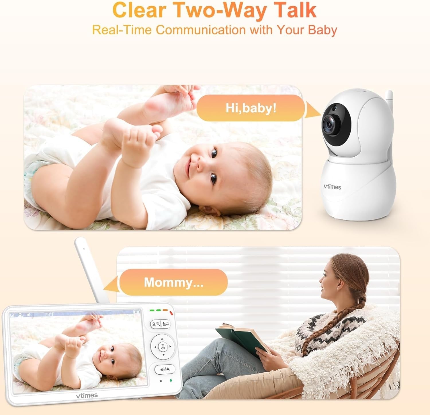 2-Way Audio Baby Monitor with 1000ft Range & Night Vision - Ideal for Parents