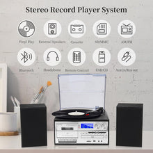 Load image into Gallery viewer, 10-in-1 Bluetooth Record Player with External Speakers – Music Versatility in...
