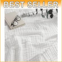 Load image into Gallery viewer, Quilted Muslin Cotton 90" x 66" Throw Blanket - Cozy &amp; Stylish for All Seasons
