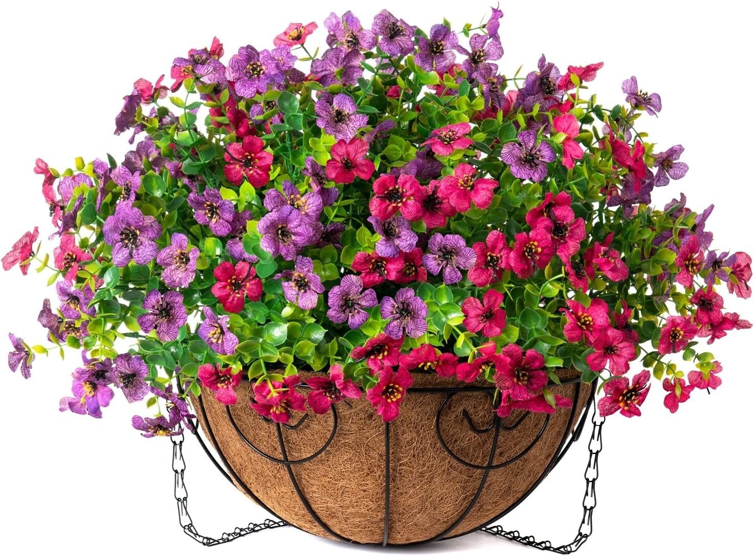 Beautiful Hanging Flower Basket with Rattan Container - Outdoor Elegance