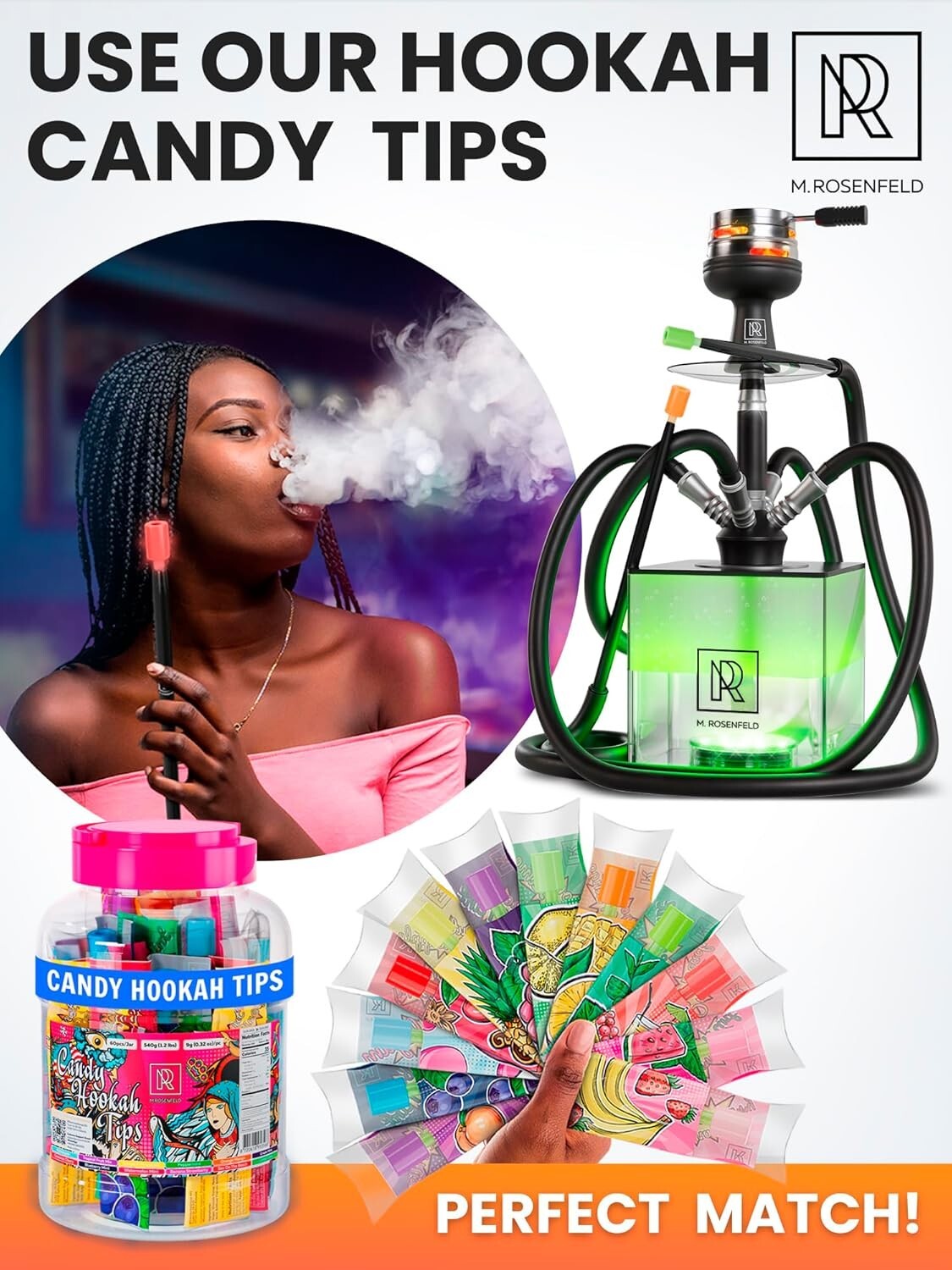 Big 4 Hose Hookah Set with Remote LED and Cleaning Accessories - Durable Design
