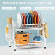 Load image into Gallery viewer, Compact Stainless Steel Dish Drying Rack with Utensil Holders for Small Spaces