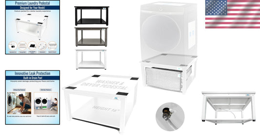Reinforced Steel Laundry Pedestal - Ergonomic 16" Height, Leak-Proof System