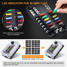 Load image into Gallery viewer, LED Indicator 12-Way Fuse Block with Spare Slots - Safe Circuit Protection Tool