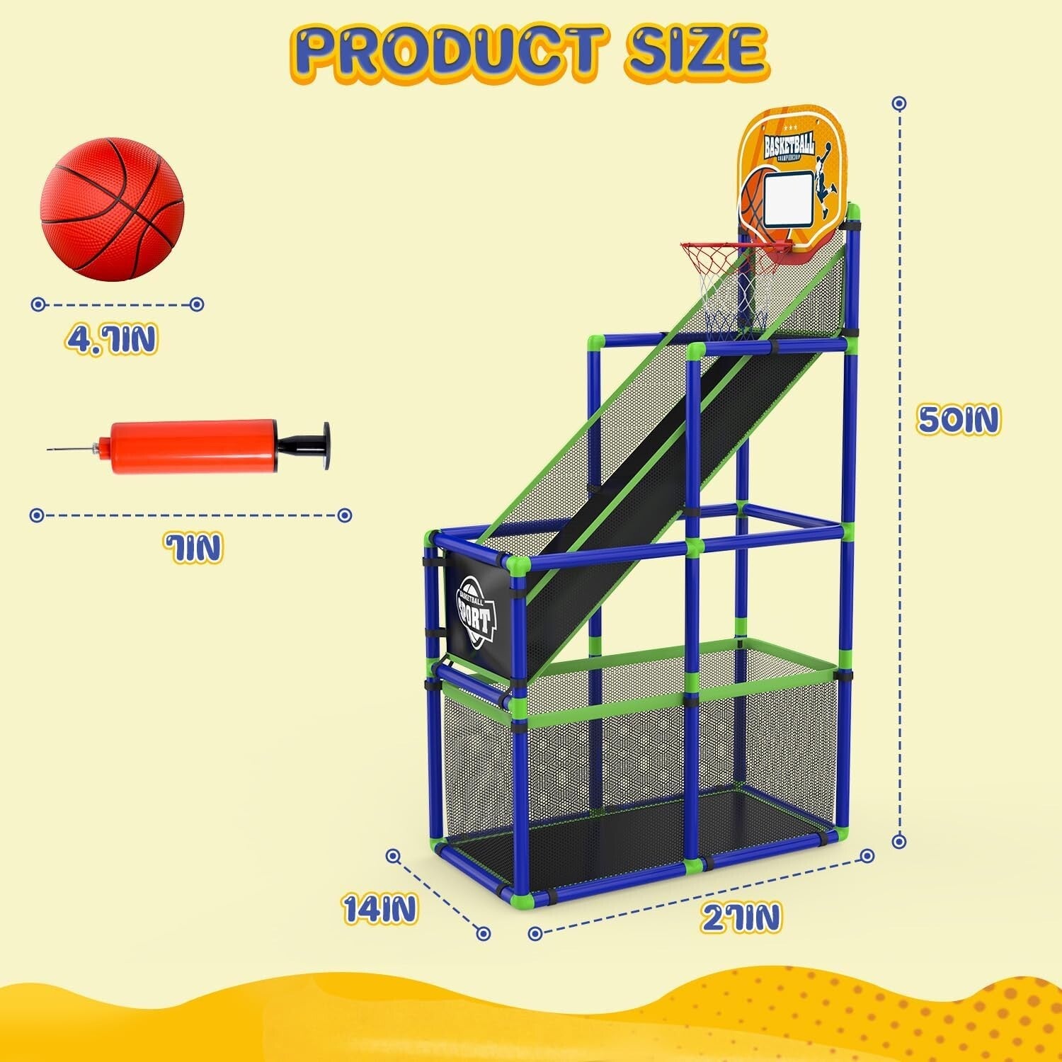Kids Indoor Basketball Hoop with Adjustable Height & Storage for Fun Playtime