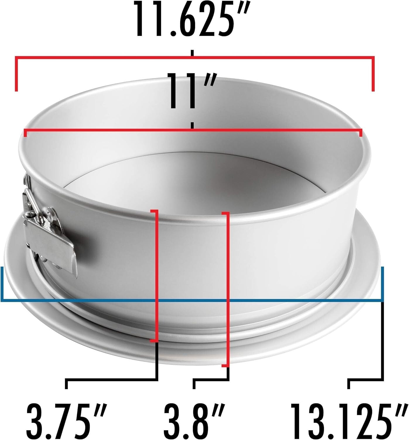 Premium Anodized Aluminum Springform Cake Pan, 11 x 3 Inch for Delicate Desserts