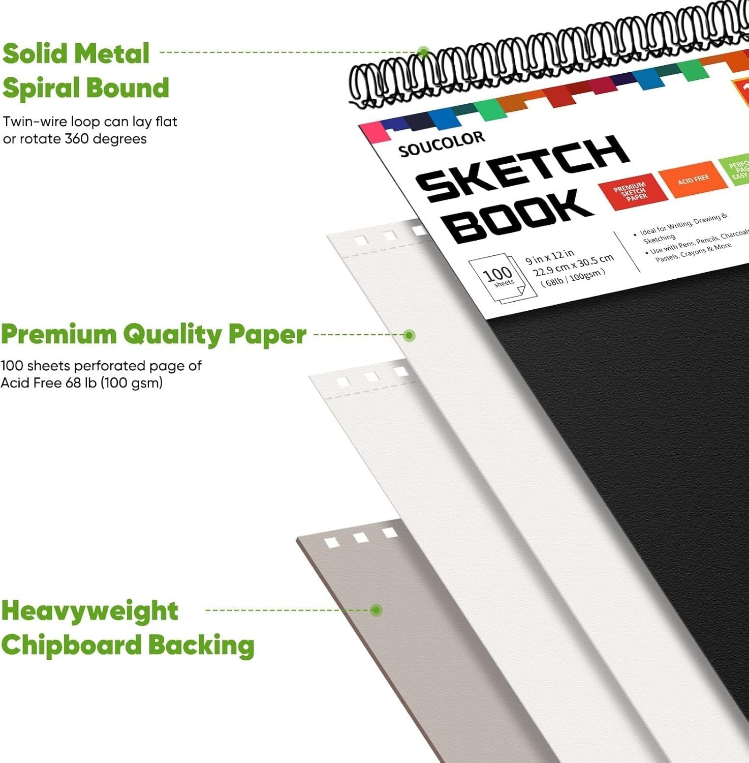 Versatile 9x12 Sketch Pads - Premium Acid-Free Drawing Books for All Artists