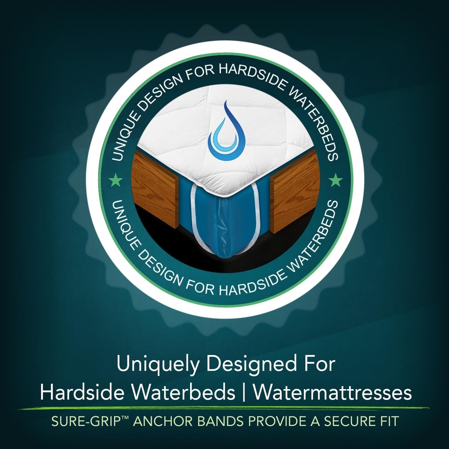 California King Quilted Comfort Waterbed Mattress Pad with Sure-Grip Bands