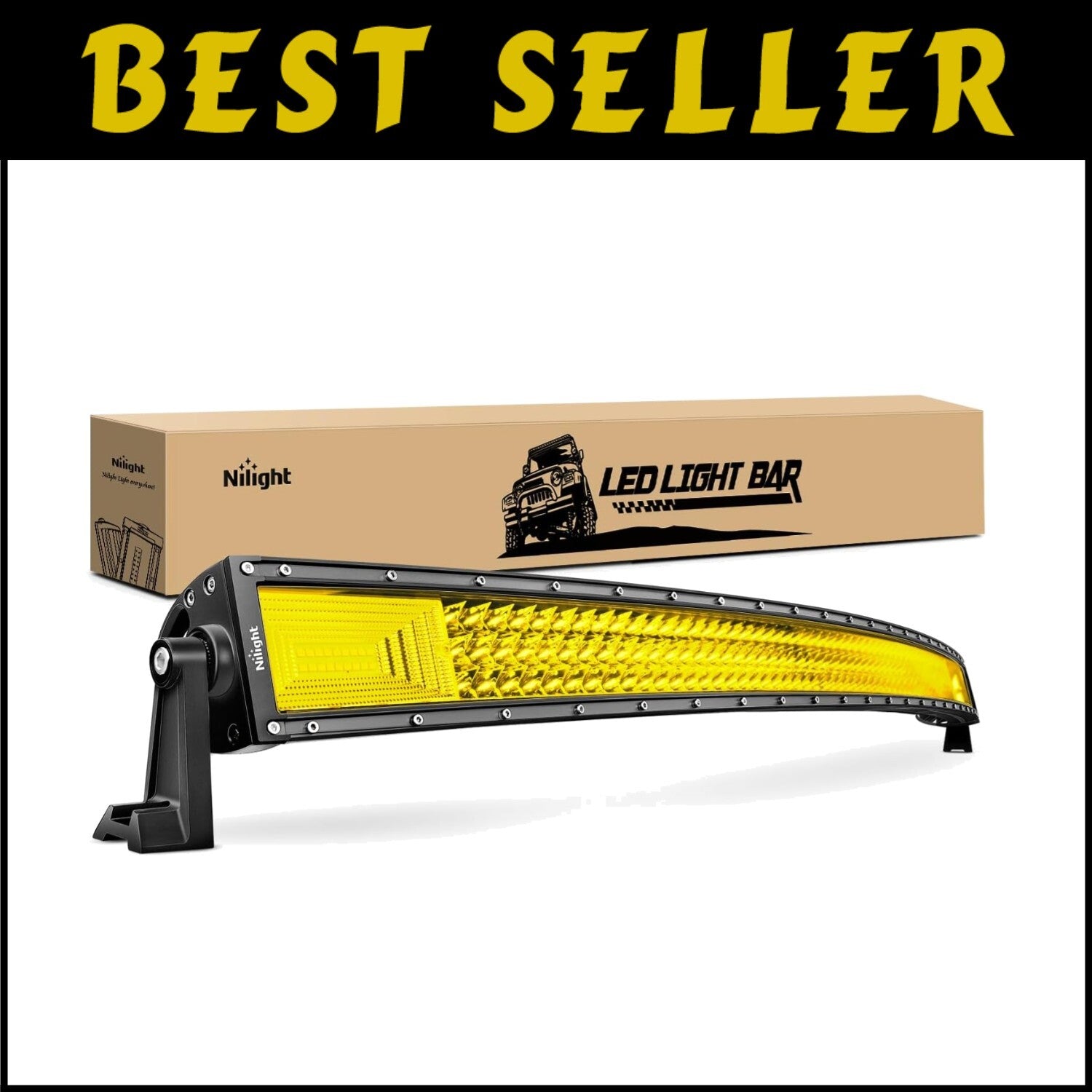 High Power 52-Inch LED Light Bar with Yellow Beam – 783 Chips for Trucks & 4x4s