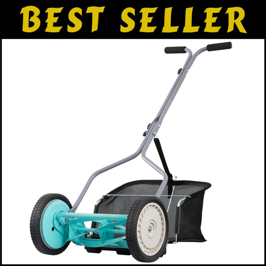 14-Inch Eco-Friendly Push Reel Lawn Mower with 5 Blades and Grass Catcher