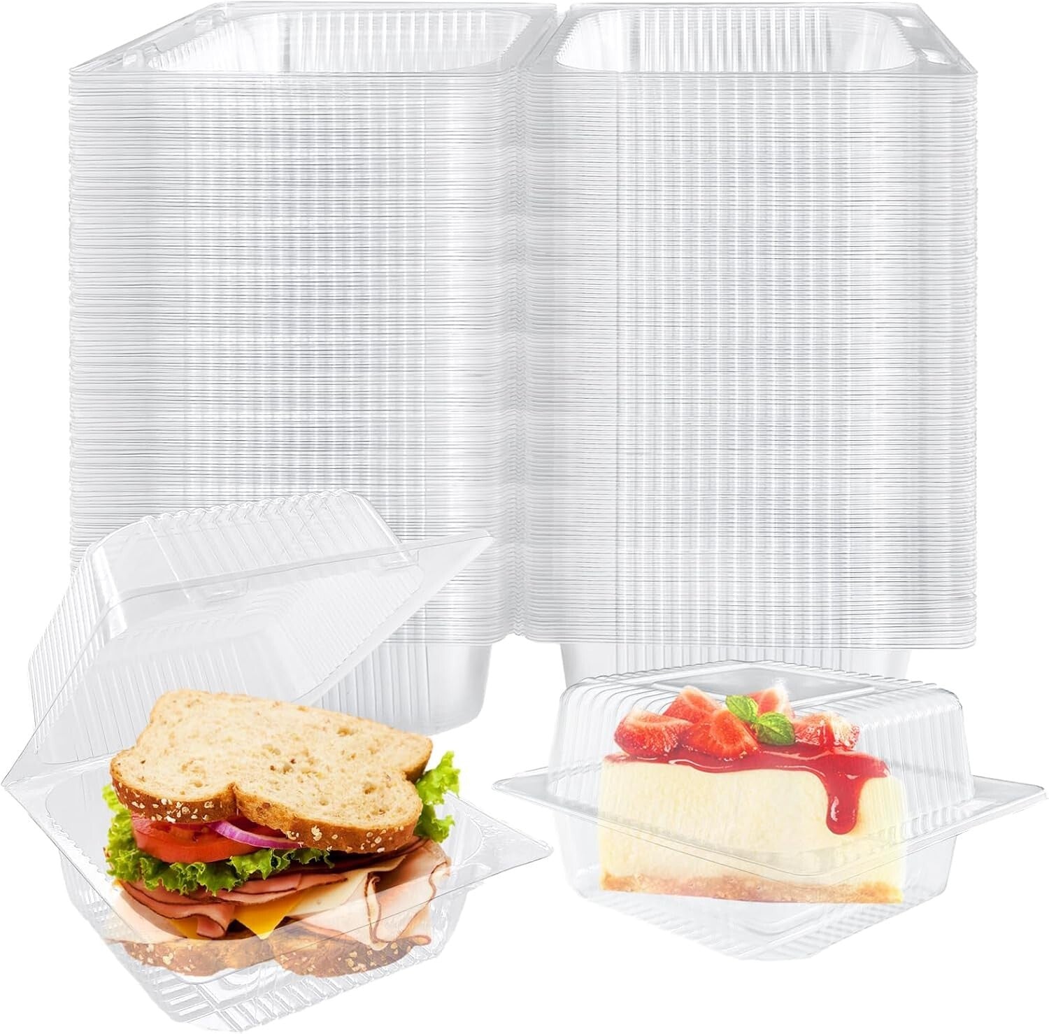 Durable 300 Pcs Hinged Takeout Containers - Lightweight & Secure Food Storage