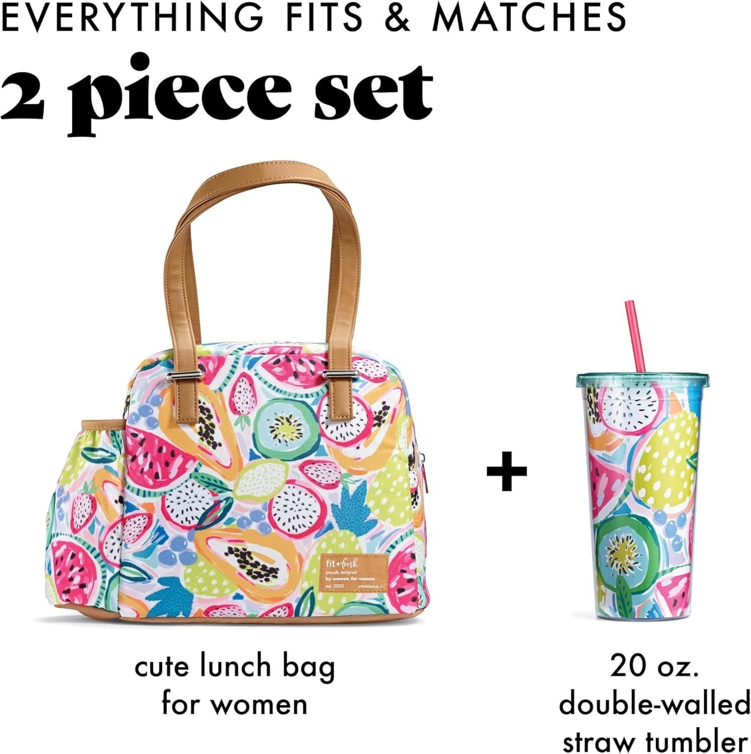 Chic Leakproof Women's Lunch Box with Insulated Tumbler - Perfect for Work