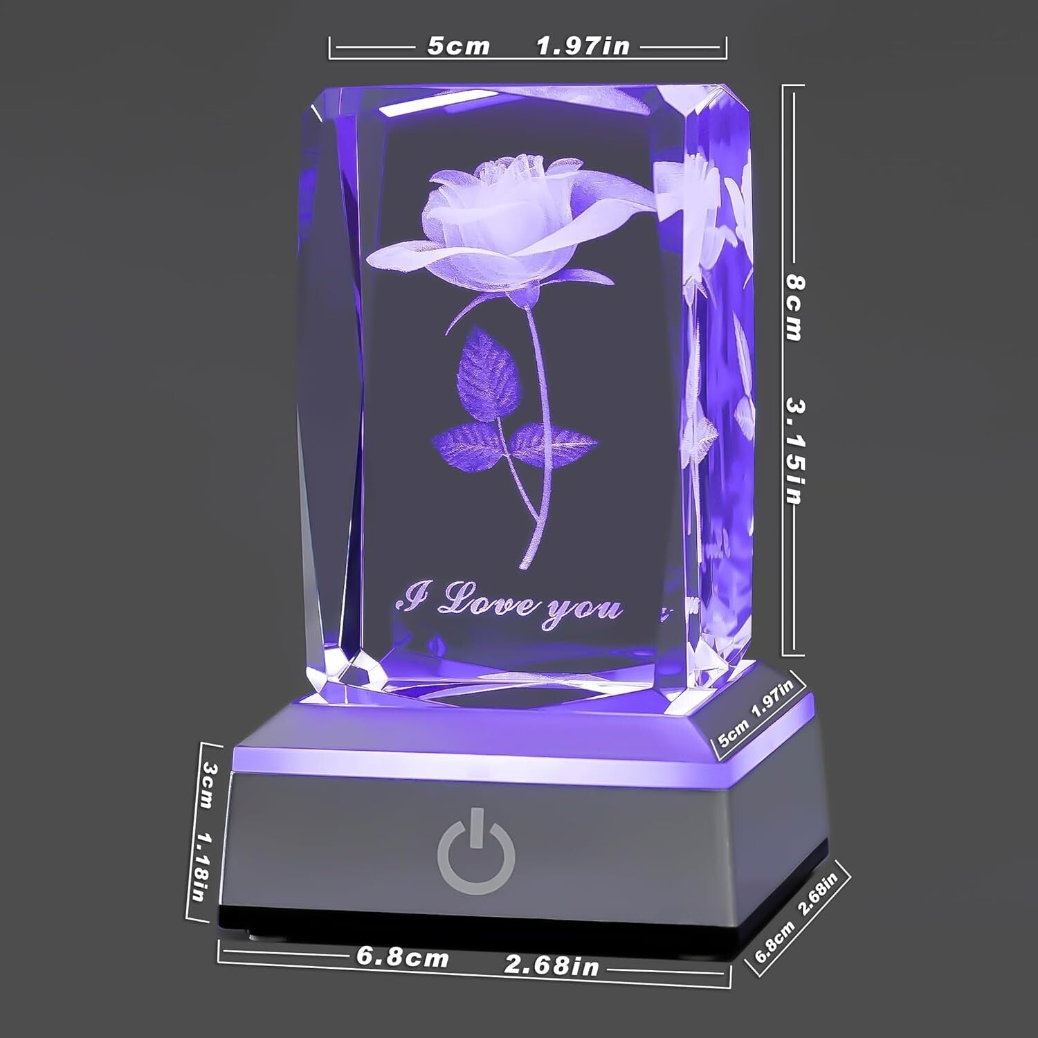 Elegant 3D Laser Engraved Crystal Nightlight - Touch Control, Portable Design