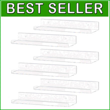 Load image into Gallery viewer, Modern Clear Acrylic 15'' Floating Shelf Set - 6 Pack for Stylish Organization