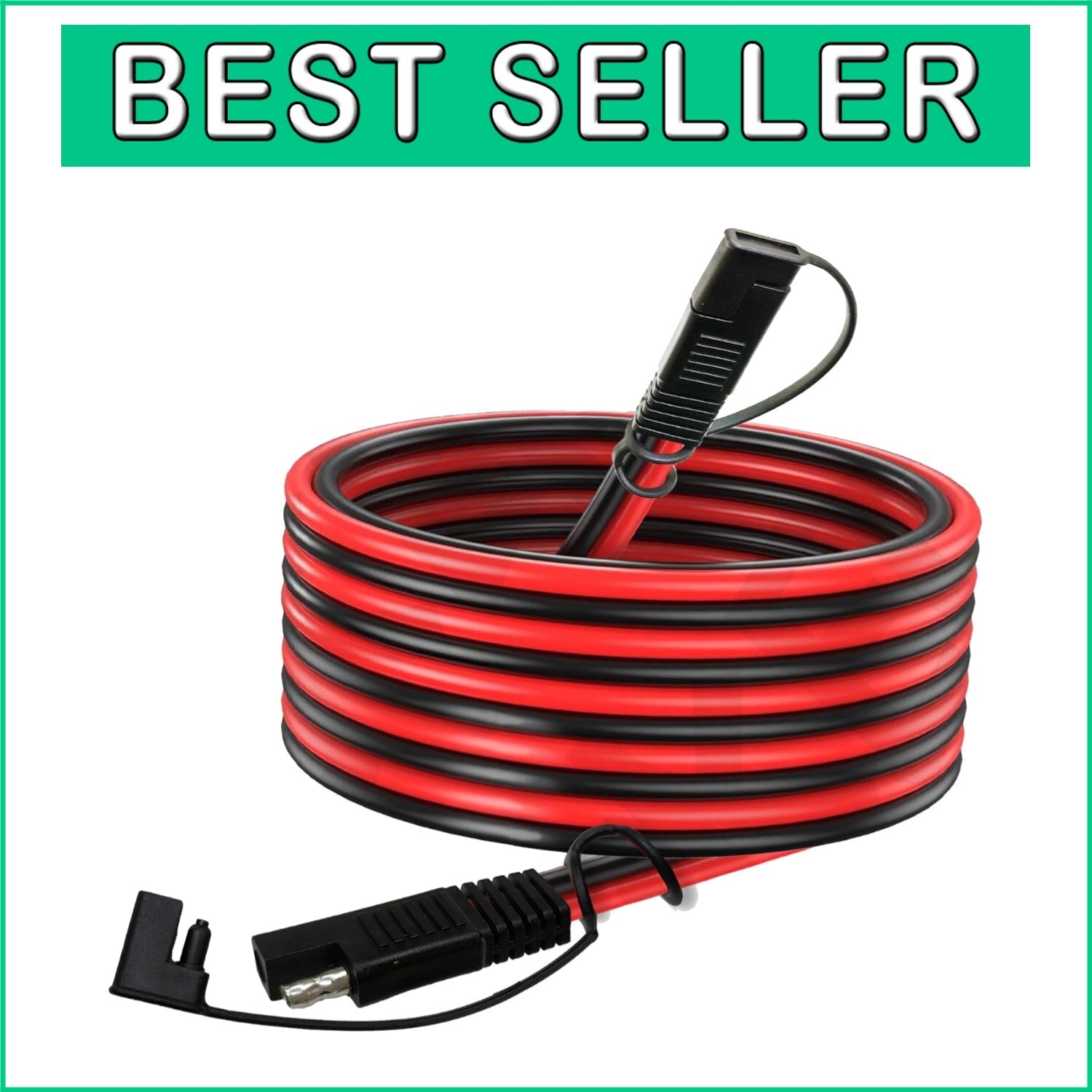 Durable 25FT SAE Plug-and-Play Extension Cable - Ideal for Solar & Automotive