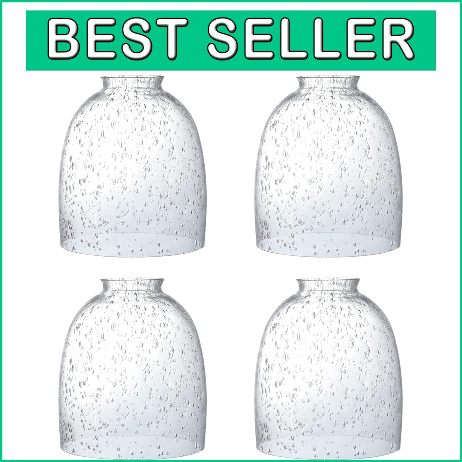 Elegant 4-Pack Seeded Glass Lamp Shades, 2-1/8" Fitter for Contemporary Style