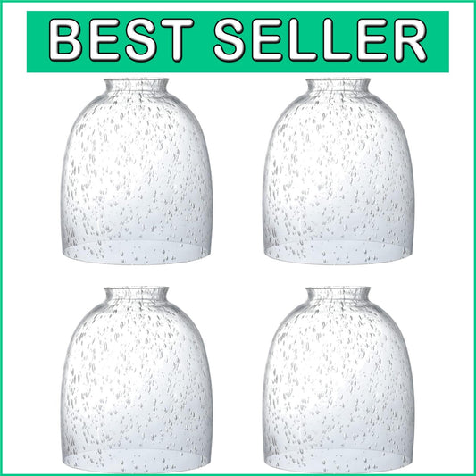Elegant 4-Pack Seeded Glass Lamp Shades, 2-1/8" Fitter for Contemporary Style