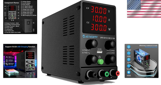 Lightweight 0-30V 10A Power Supply with 4-Digit Display & Coarse/Fine Adjustment