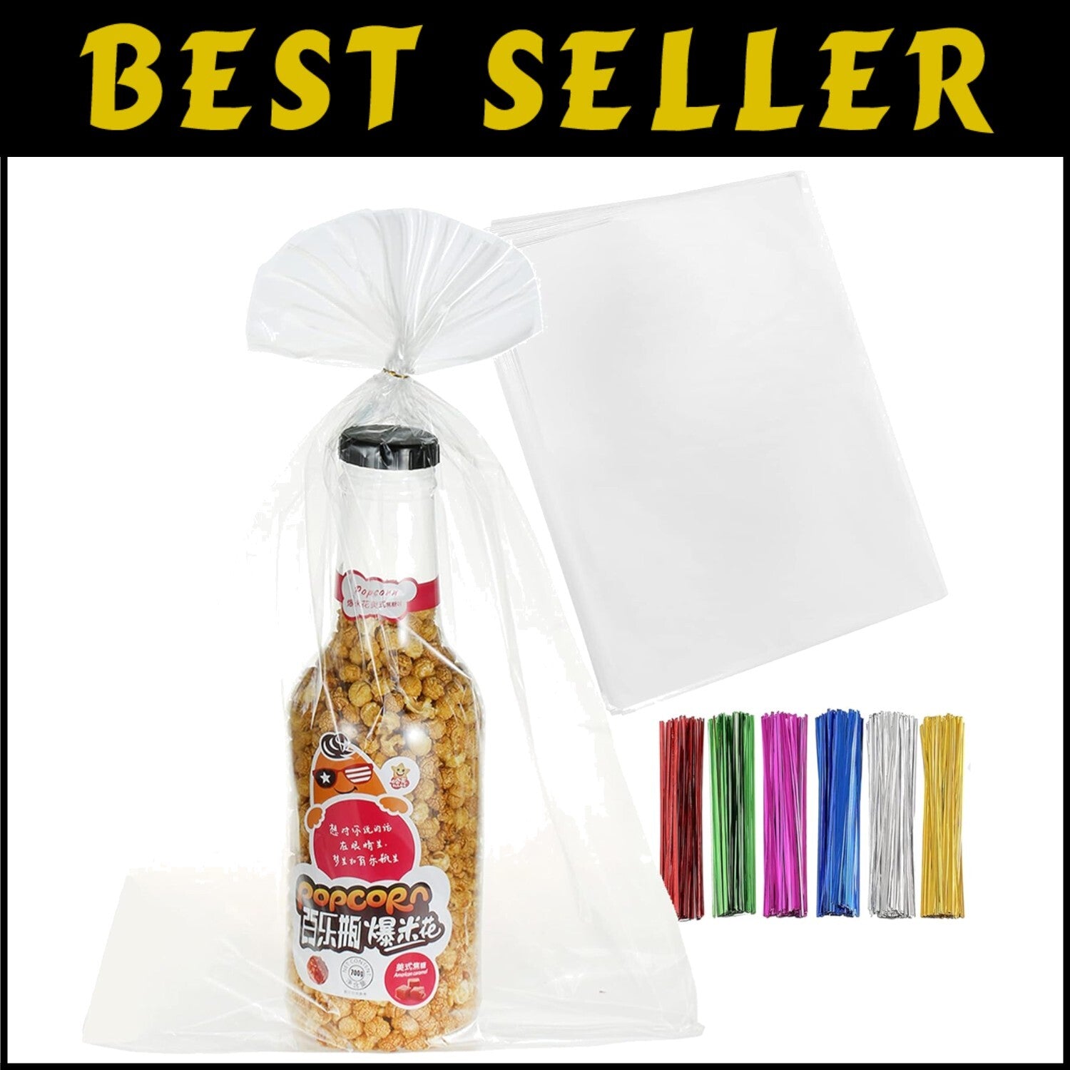 Durable 20" x 30" Clear Cellophane Bags with Twist Ties for Events - 100 Pcs