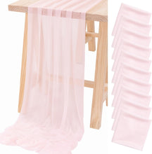 Load image into Gallery viewer, 10ft Blush Pink Soft Gauze Table Runners - Ideal for Parties &amp; Celebrations