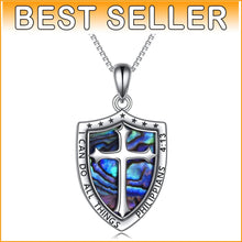 Load image into Gallery viewer, Adjustable Sterling Silver Shield Armor Cross Pendant Necklace for All Occasions