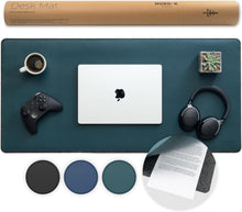 Load image into Gallery viewer, Stylish Green Desk Mat with Anti-Slip Design and Document Slot - 35 x 17 Inches