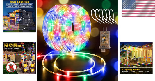 Versatile 1200 LED Flexible Rope Lights with 8 Modes for Indoor/Outdoor Use