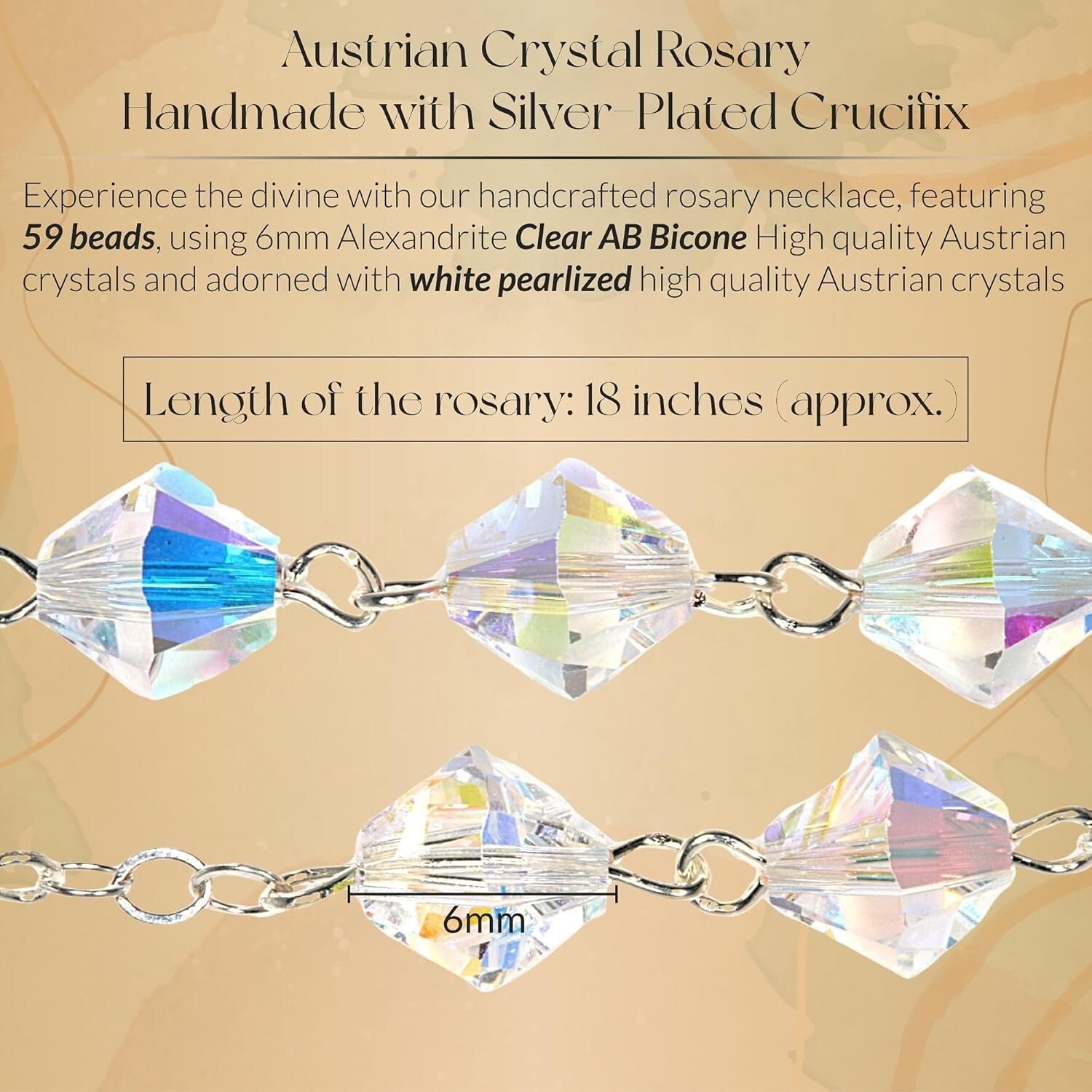 Austrian Crystal Rosary for April Birthdays - Elegant Catholic Prayer Accessory