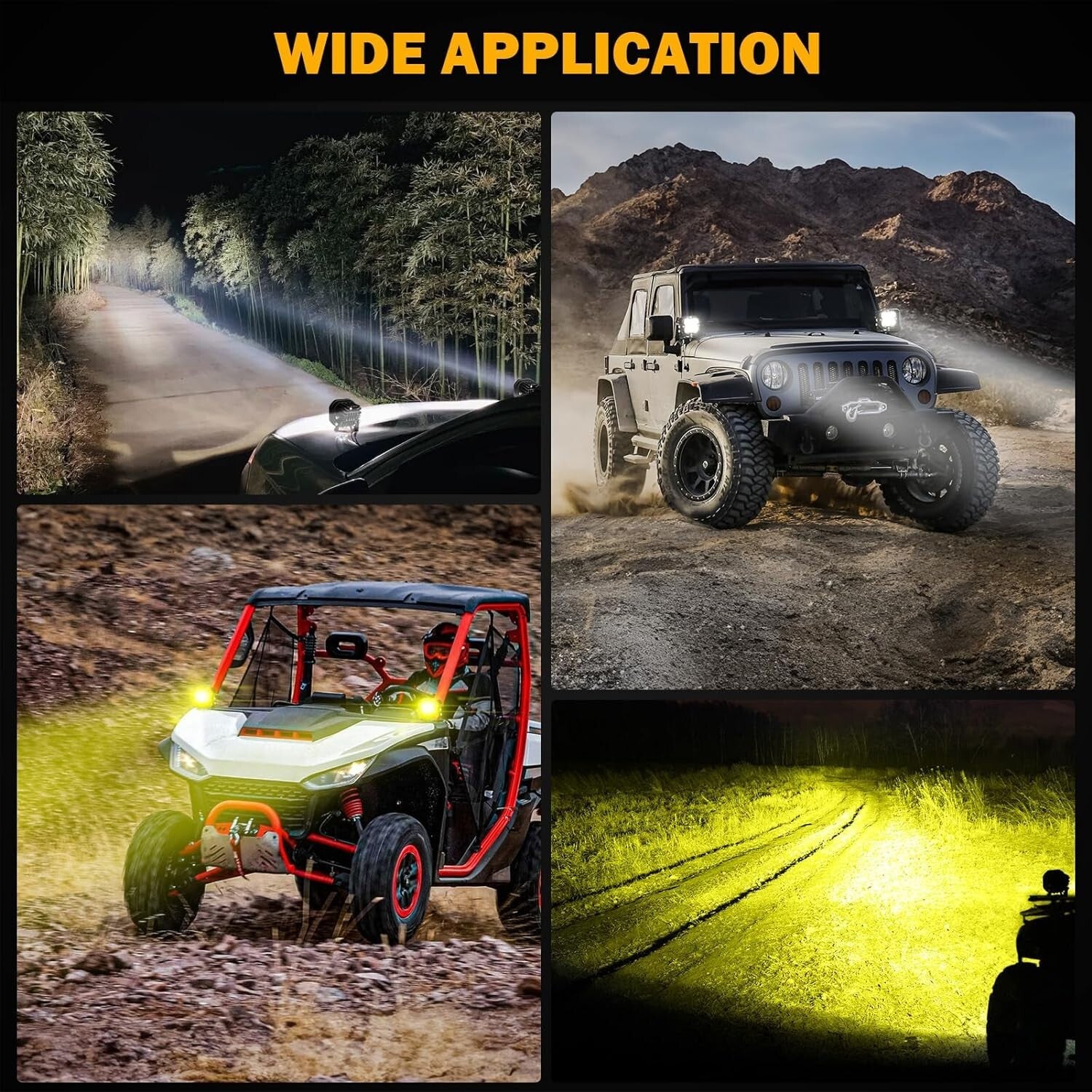 3 Inch 84W LED Pods with Amber Fog Light & Turn Signal - 9600LM Spot Flood Combo