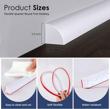 Load image into Gallery viewer, Flexible 158 Inch Rubber Peel and Stick Quarter Round Molding - Waterproof Trim