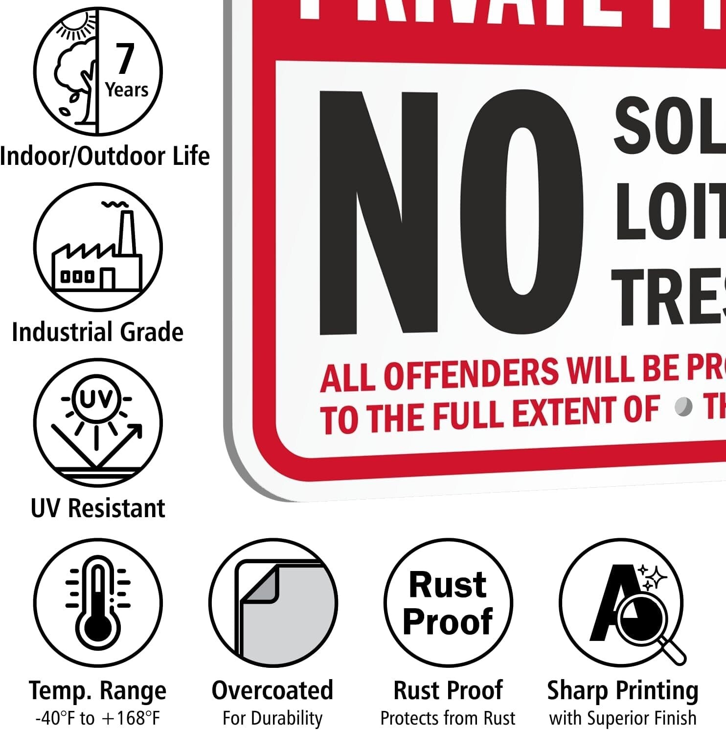 2-Pack Private Property No Soliciting Signs - Durable 12x18" Aluminum Design
