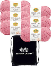 Load image into Gallery viewer, 6 Skeins Ultra-Soft Dusty Pink Yarn - Easy Crafting with Project Drawstring Bag