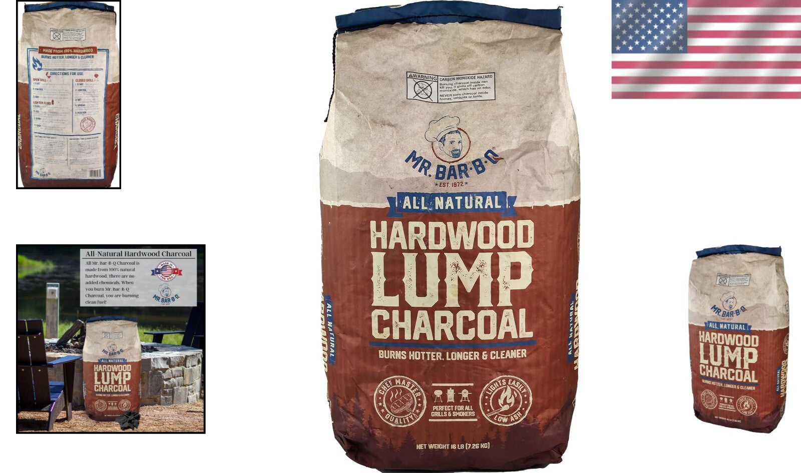 Easy Lighting Hardwood Lump Charcoal - Authentic BBQ Experience, 16 lbs