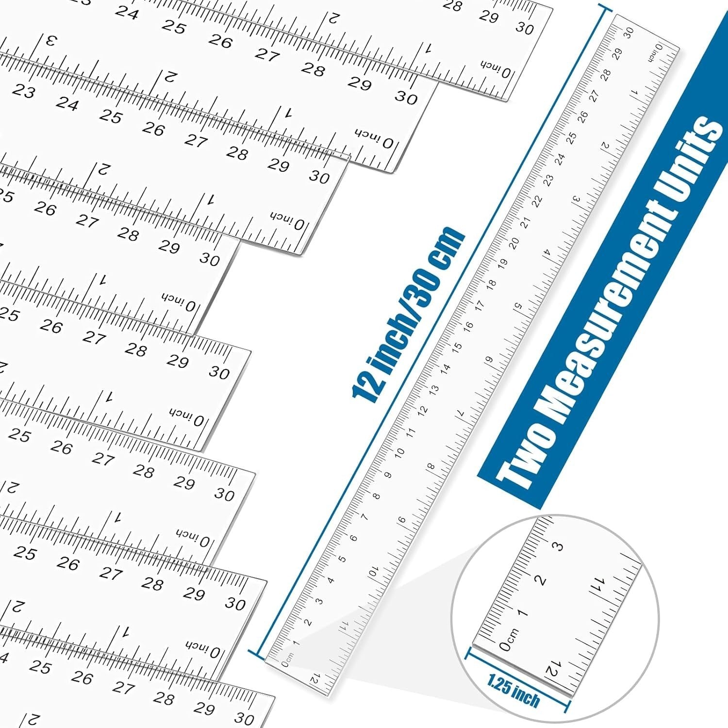 Durable 12 Inch Clear Plastic Rulers - Perfect for Classrooms and Home Learning