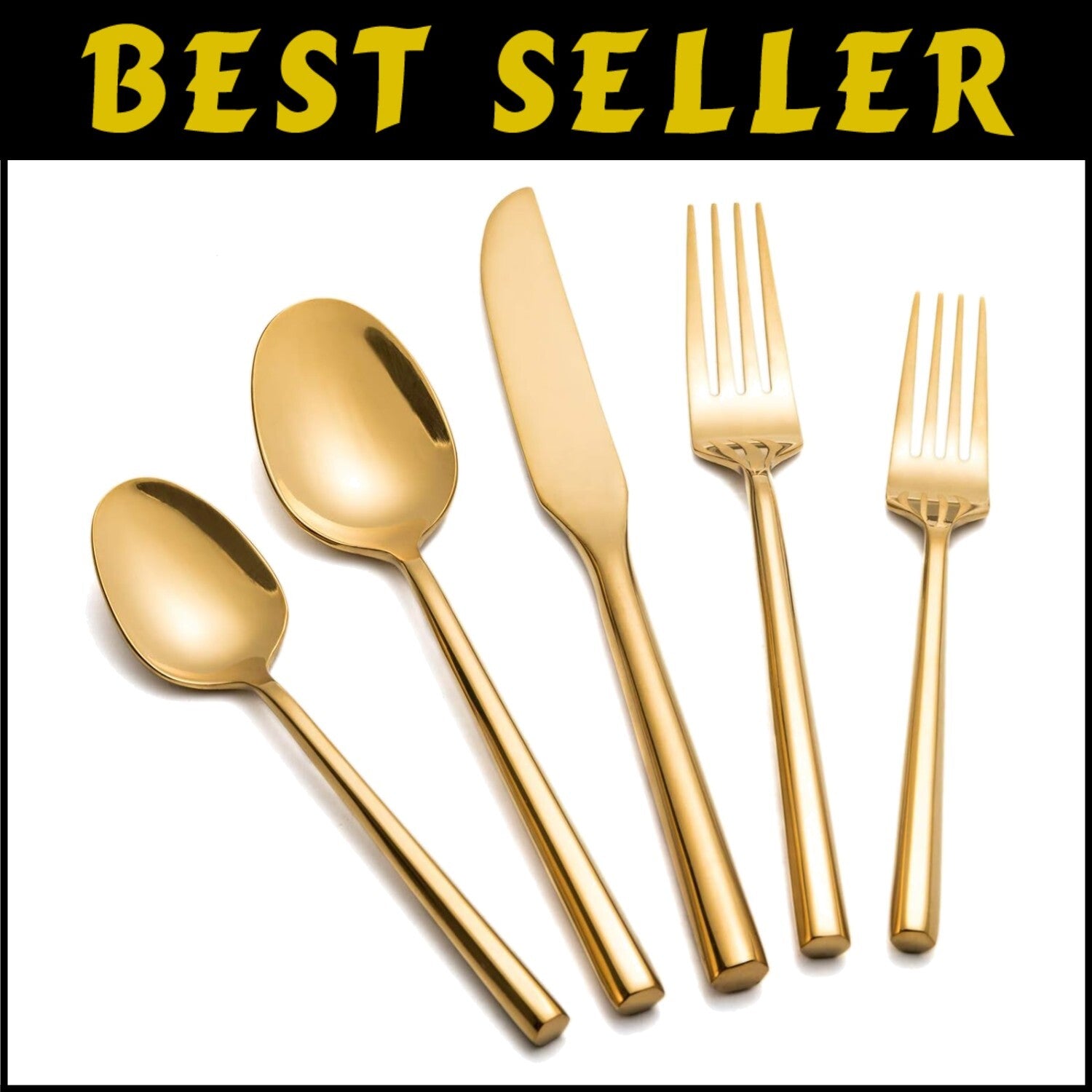 Modern Gold Flatware Set - 40-Piece Stainless Steel Cutlery for Perfect Dining