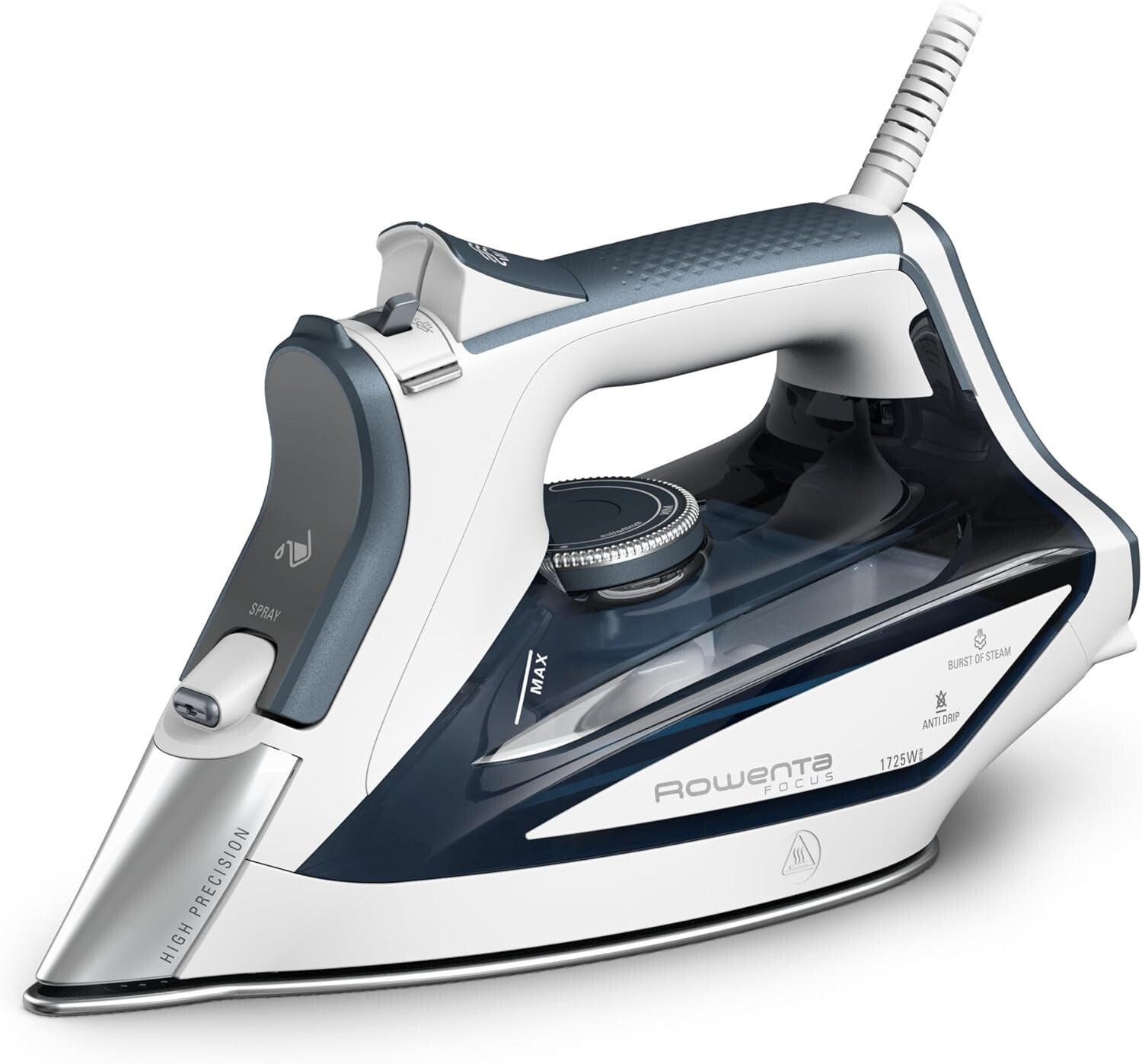 Powerful 1725W Steam Iron with Stainless Steel Soleplate & 400 Microsteam Holes