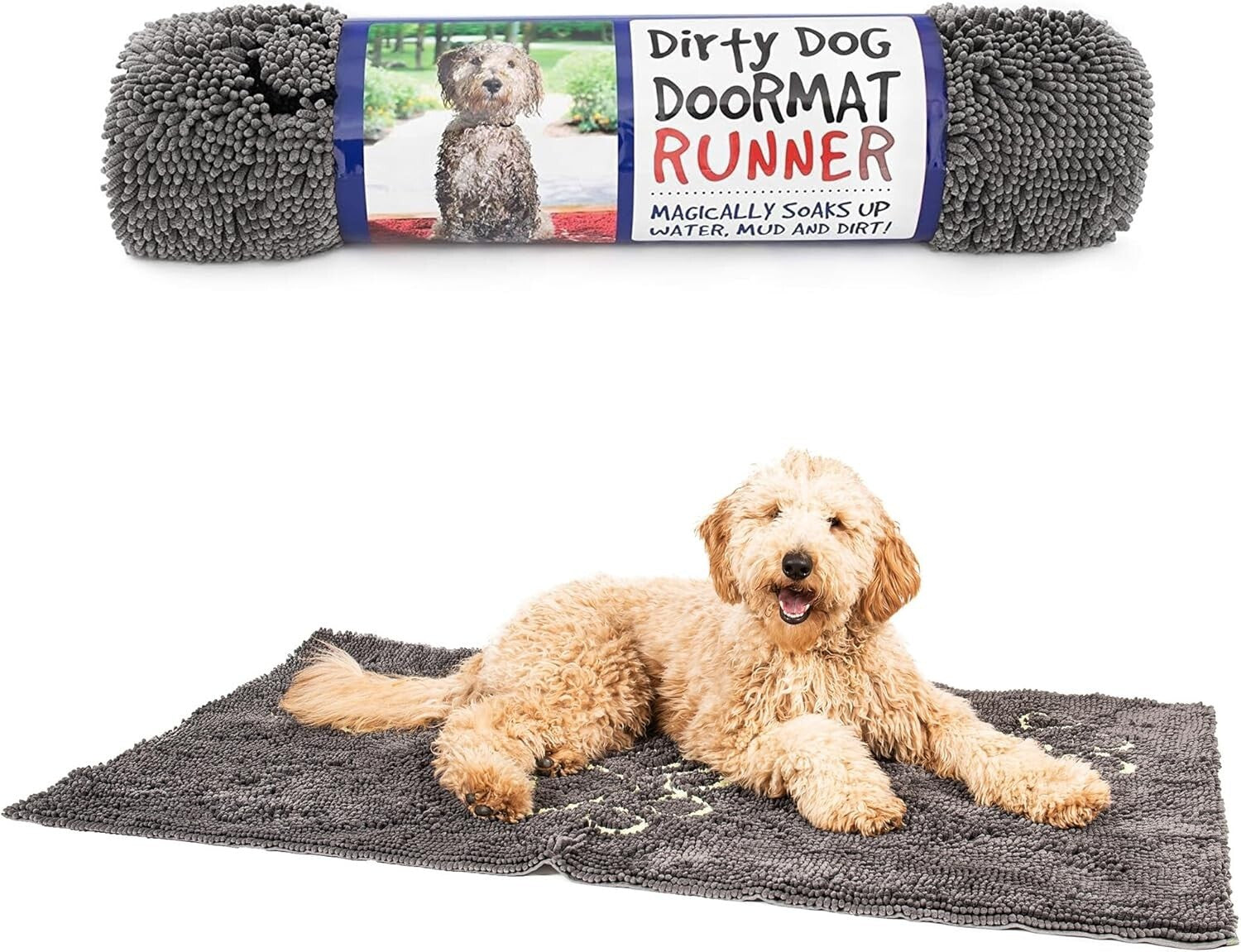 Luxurious Microfiber Dog Floor Runner - 60" x 30" Cool Grey, Absorbent & Soft