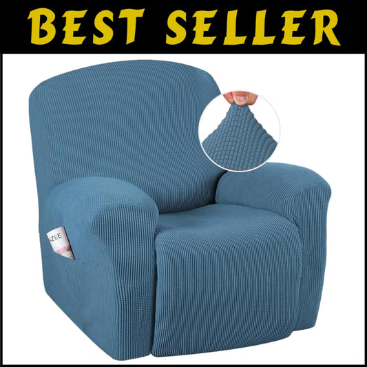 Super Stretch Water-Resistant Recliner Cover - Dusty Blue Elegance for Your Home