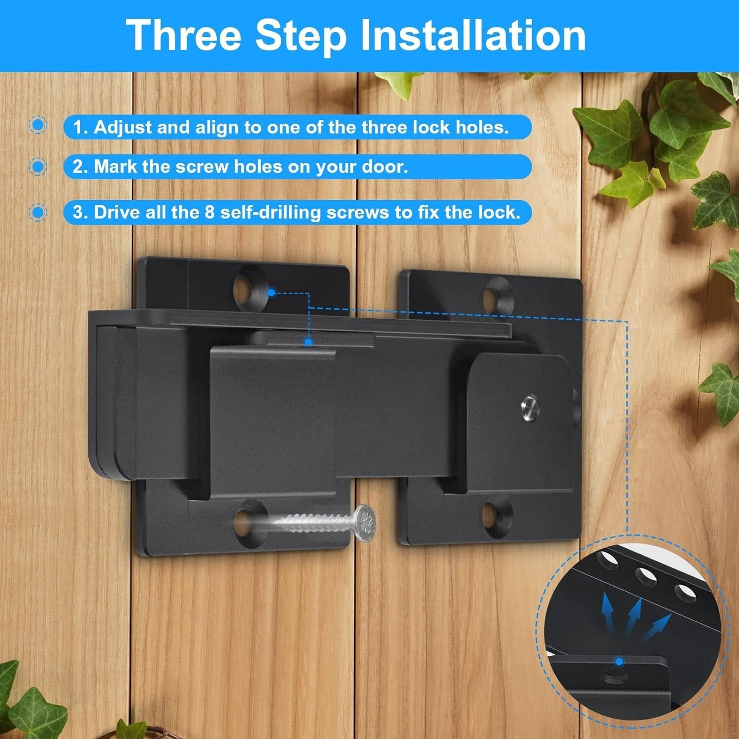 Elegant 7.5" Aluminum Alloy Gate Latch with Padlock Holes - Heavy Duty 3-Pack