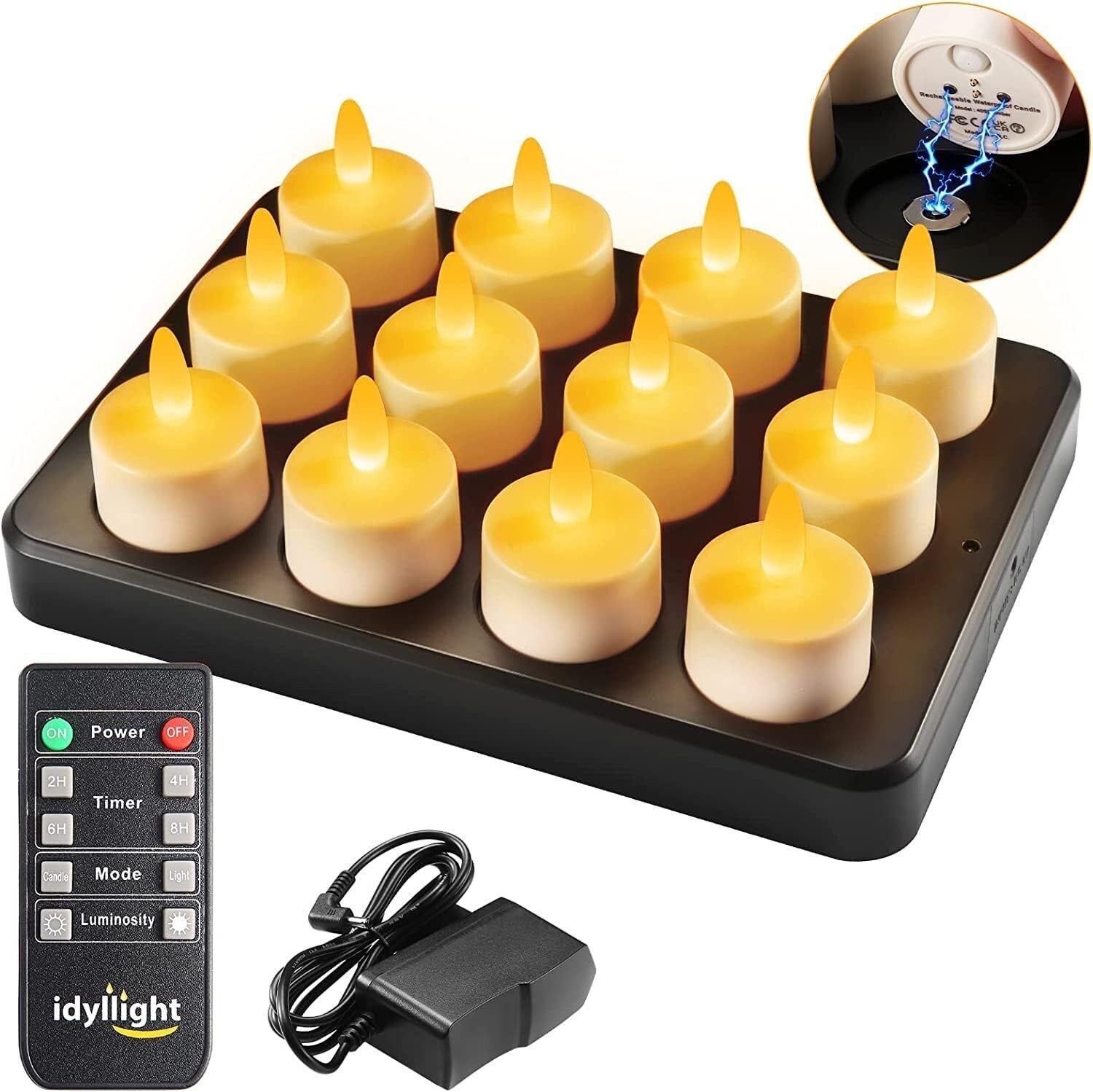 Waterproof Rechargeable LED Tea Lights with Remote - 100 Hours Flickering Warmth