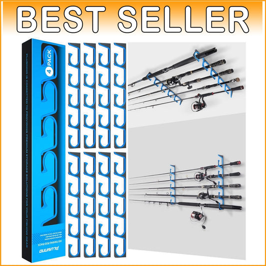 Space-Saving Garage Fishing Rack - Holds 5/10/20 Rods or Combos, Aluminum Finish