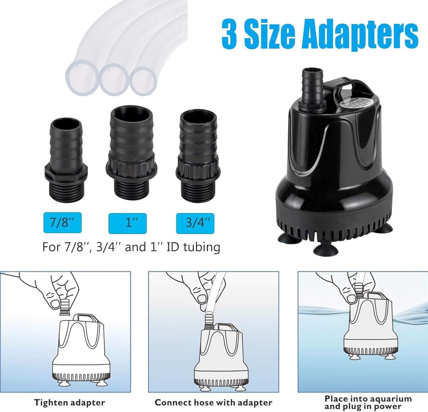 Efficient Submersible Pump 90W for Easy Aquarium Water Transfers - 9.2 ft Lift