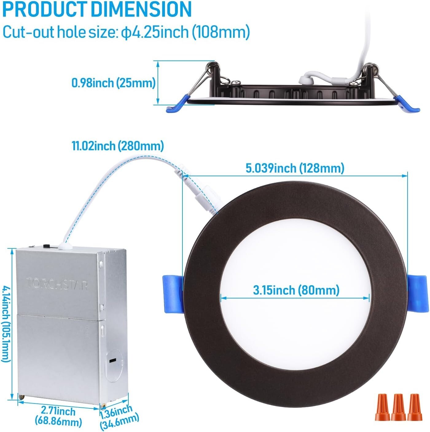 Customizable Ultra-Thin Recessed Downlights with 5 CCT - Easy Install, Pack of 6