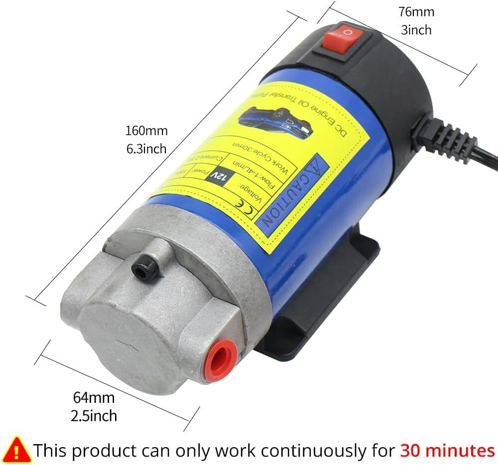 Portable Gear Pump - Electric Oil Extractor for Cars & Motorcycles, Lightweight